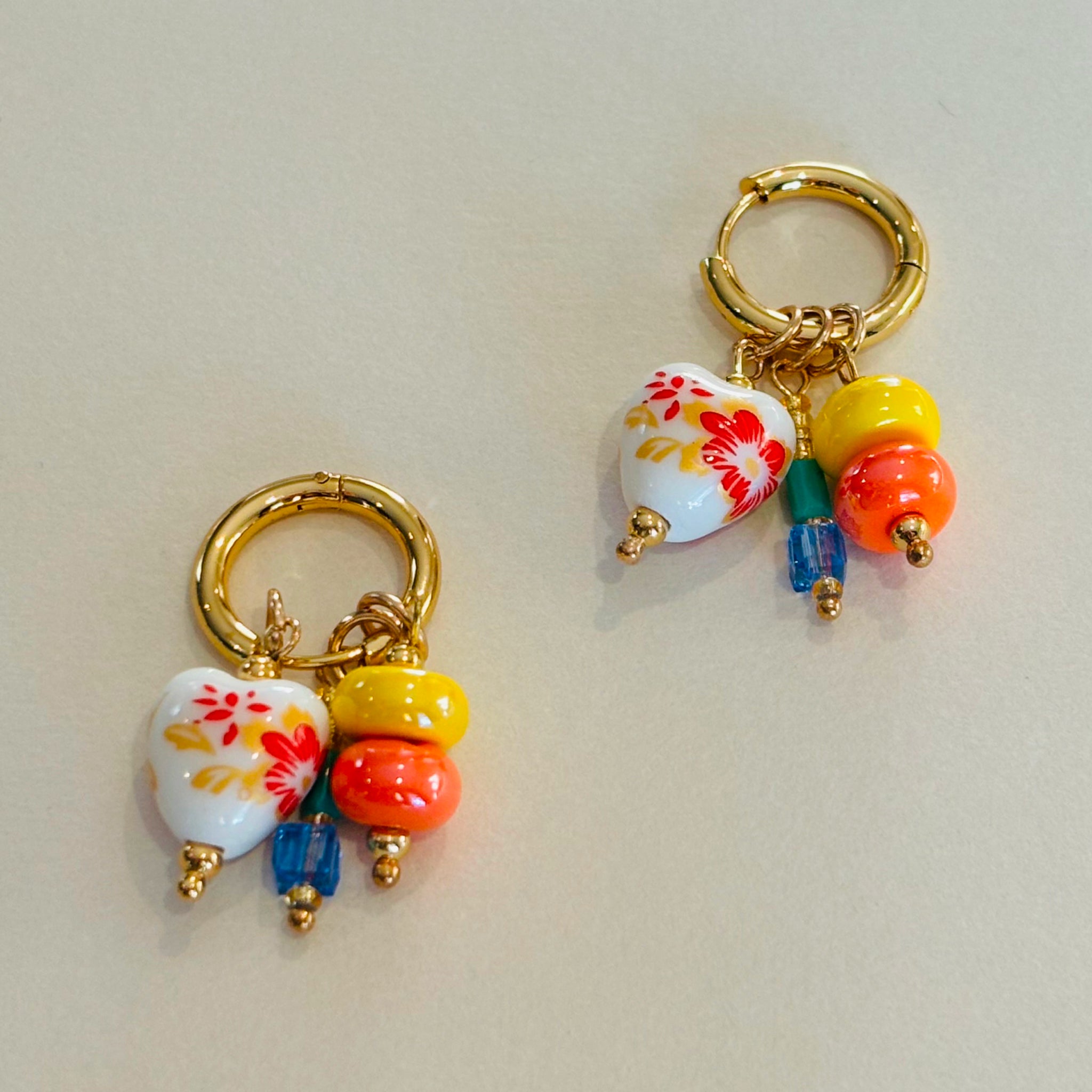 Colorful earrings with floral charms